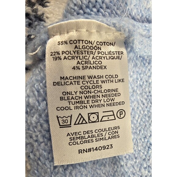 Loft Women's Sequin Fair Isle Cardigan Sweater Blue Shimmery Winter Holidays XXL - Picture 8 of 15